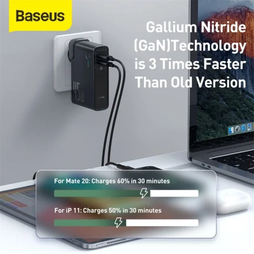 Premium Baseus 10,000mAh Power Bank with 45W GaN Charger with PD QC 3.0 - Image 5