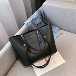 Vinco Minimalistic Large Capacity PU leather Ladies Tote handbag - Black