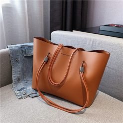 Vinco Minimalistic Large Capacity PU leather Ladies Tote handbag - Brown