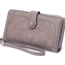 Dante Premium Ladies large Capacity 13 Slot Leather RFID Anti-theft Wallet - Grey