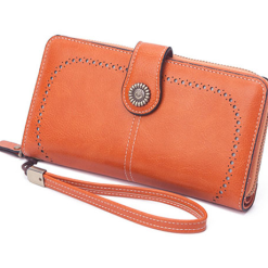 Dante Premium Ladies large Capacity 13 Slot Leather RFID Anti-theft Wallet - Brown