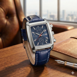 Premium Megir MGE12 Men Waterproof Chronograph Military Wristwatch - SILVER BLUE