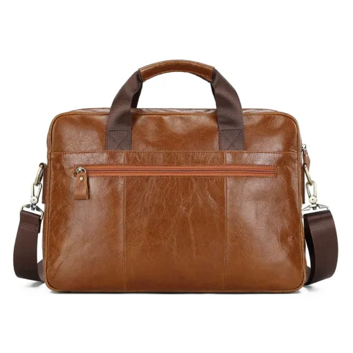 BULLCAPTAIN Leather 15.6" Laptop Bag Men Briefcase Busines Shoulder Bag Handbag - Image 5