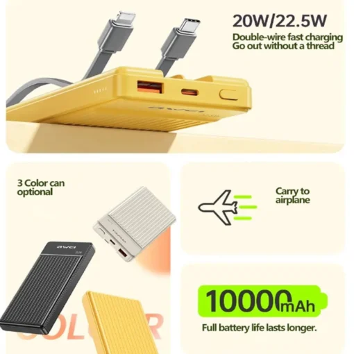 Premium Awei P88K Fast Charging 10,000,mah powerbank - Image 2