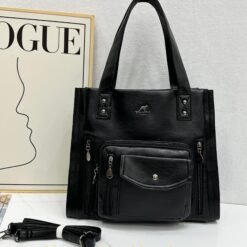 BellaCharm  Premium Ladies Large Capaity Leather Tote Handbag - Black