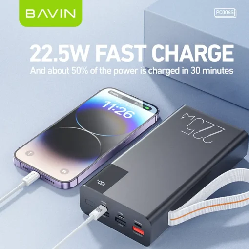 BAVIN PD 30000MAH 22.5W 20W Super Charging Portable Power Bank - Image 3