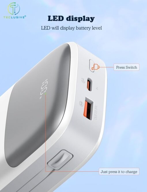 LNDNIO, Fast Charging 20,00mah Powerbank With Inbuilt Cables - Image 3