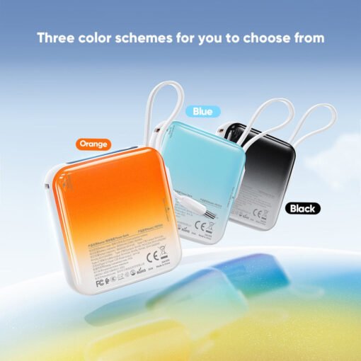Gradient Color Portable Mini 10,000mAh PD 22.5W Power Bank With Built in Type C Cable - Image 7