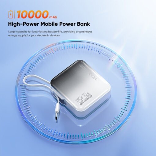 Gradient Color Portable Mini 10,000mAh PD 22.5W Power Bank With Built in Type C Cable - Image 2