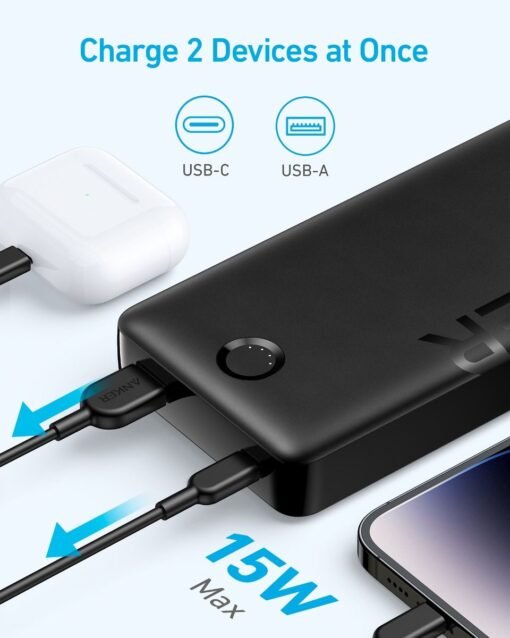 Anker 325 – 20000mAh 15W Power Bank (PowerCore 20K II) – A1286 – Black - Image 2