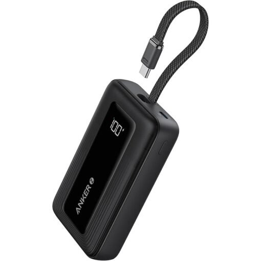 Anker Zolo 30W 10,000mAh High-Speed Power Bank with Built-in USB-C Cable – A1688H11 – Black