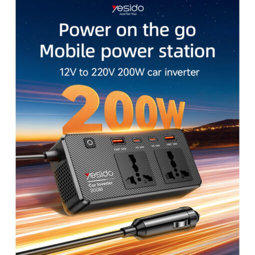 Yesido VC07 Premium 200W PD  Fast Charging Car Inverter - Image 12