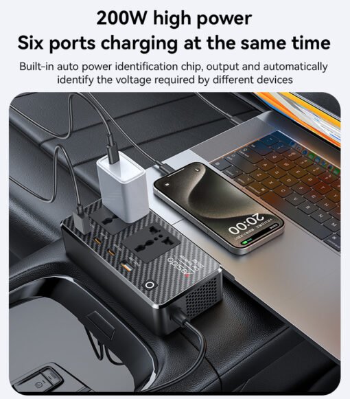 Yesido VC07 Premium 200W PD  Fast Charging Car Inverter - Image 7
