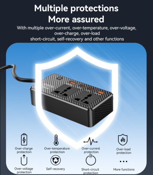 Yesido VC07 Premium 200W PD  Fast Charging Car Inverter - Image 3