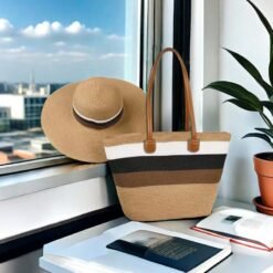 Classy Vintage Ladies 2PC Summer hat and Handbag Set