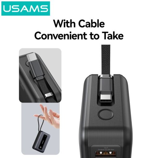 Premium Usams CD243 20,000mah 65W Fast Charging Powerbank With Cables - Image 2