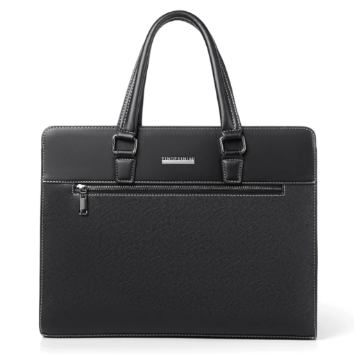 Unisex Executive Leather Laptop Briefcase – Sleek Office & Travel Bag-Black - Image 2