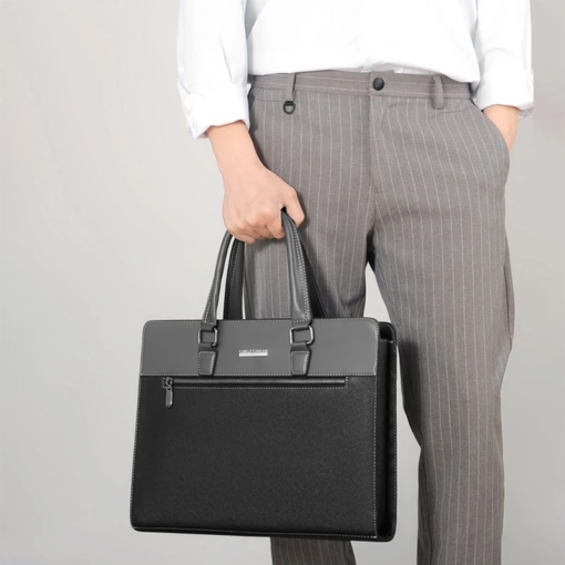 Unisex Executive Leather Laptop Briefcase – Sleek Office & Travel Bag-Black - Image 5