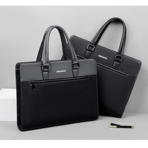 Unisex Executive Leather Laptop Briefcase – Sleek Office & Travel Bag-Black - Image 7