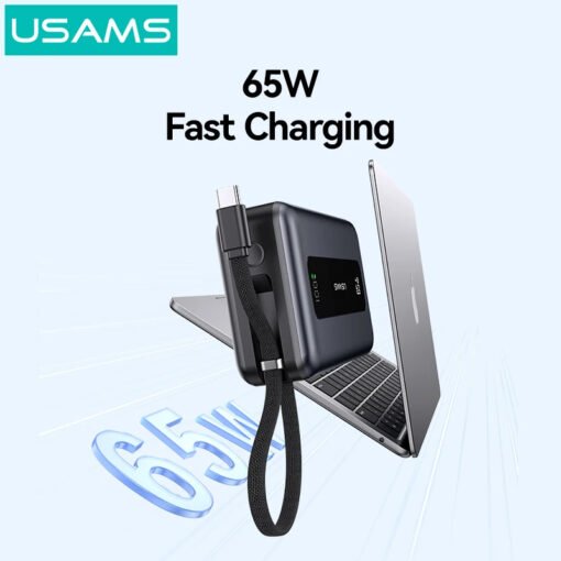 Premium Usams CD243 20,000mah 65W Fast Charging Powerbank With Cables - Image 5