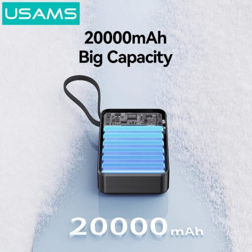 Premium Usams CD243 20,000mah 65W Fast Charging Powerbank With Cables - Image 6