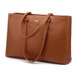 UrbanChic Elegant Work Tote – Waterproof PU Leather Laptop Bag for Women, Fits 15.6-Inch Laptop, Multi-Pocket Office Briefcase Shoulder Bag