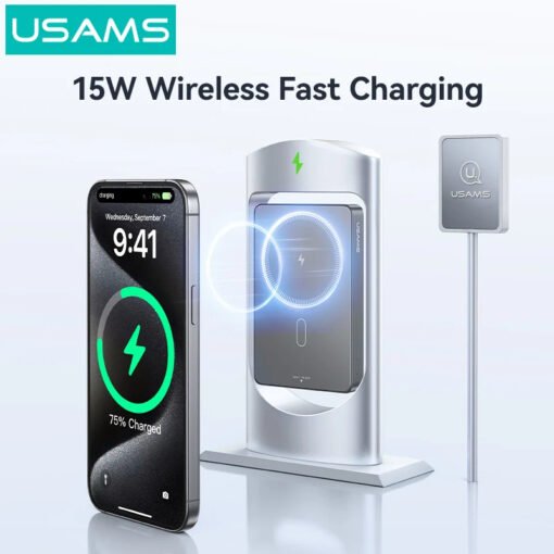 Premium USAMS CD242 Ultra-Slim 10000mAh Magnetic Wireless Fast Charging Power Bank - Image 4