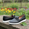 SleekStep Lumina – Women's Premium Obsidian Black Leather Loafers