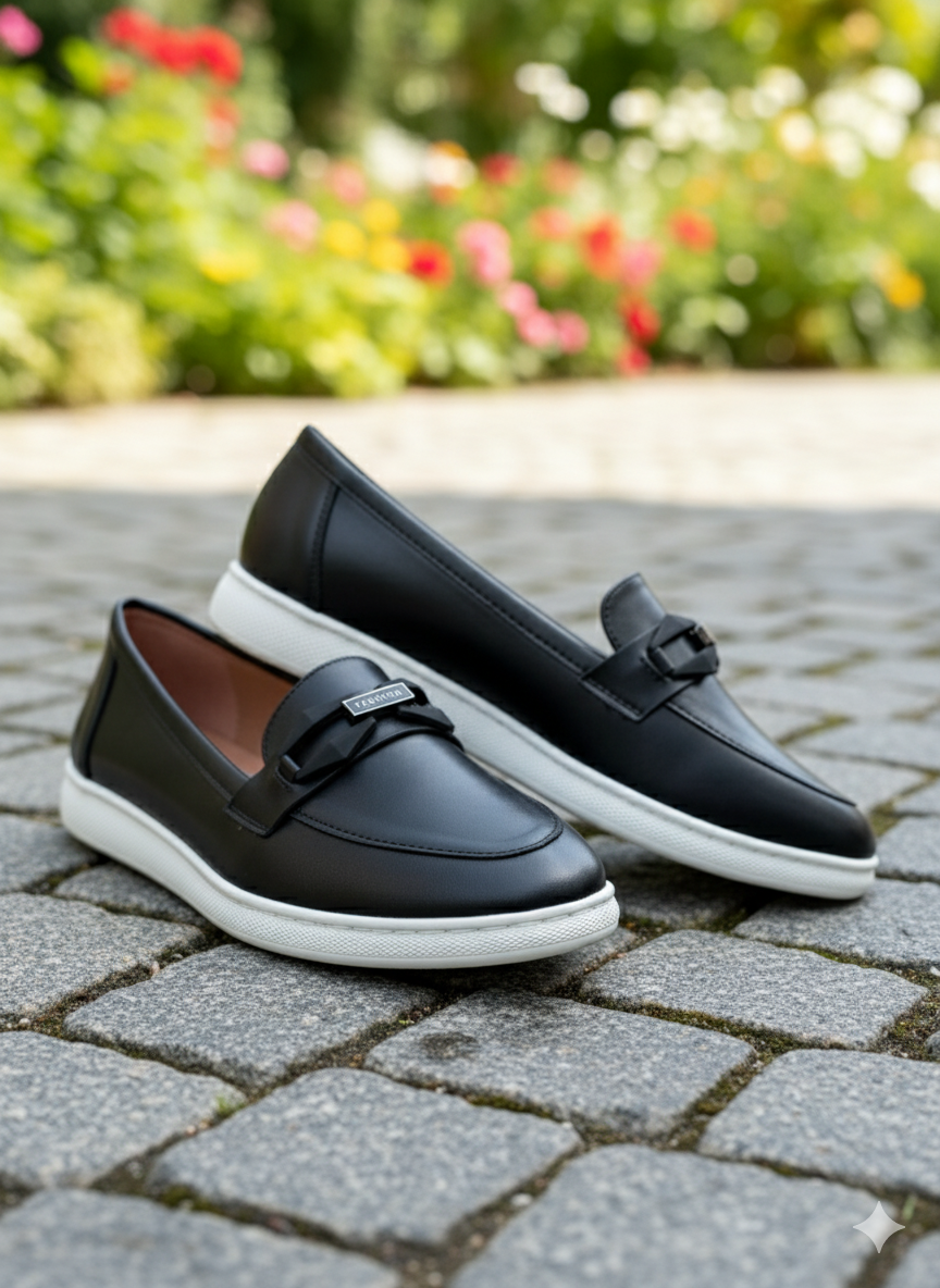 SleekStep Lumina – Women's Premium Obsidian Black Leather Loafers - Image 3