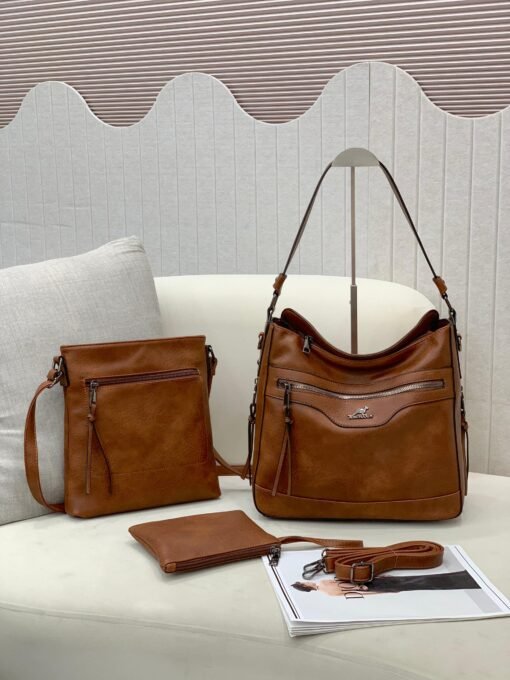Tooler 3PC Premium Large Capacity Multi Functional Leather Handbag - Image 10