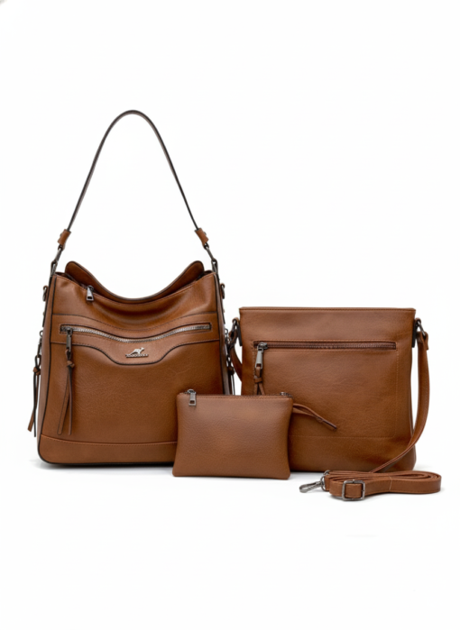 Tooler 3PC Premium Large Capacity Multi Functional Leather Handbag - Image 5