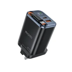 Yesido GaNPro 67W Multi-Device Fast Charger – Laptop, Phone & Tablet | Retractable Cable, UK Plug