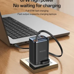 Alternative view of Yesido GaNPro 67W Multi-Device Fast Charger – Laptop, Phone & Tablet | Retractable Cable, UK Plug