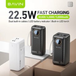 Alternative view of BAVIN 30,000mAh 22.5W Fast Charging Power Bank (With Built-in Cables)