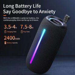 Alternative view of Premium Awei Y788 Waterproof Bluetooth 5.3 Speaker – TWS, Deep Bass, LED Party Lights-Black