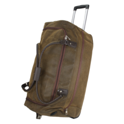 Voyager Pro Large Capacity Genuine Leather Travel Duffel (Wheeled Roller) Bag - Brown