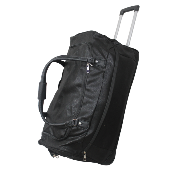 Voyager Pro Large Capacity Genuine Leather Travel Duffel (Wheeled Roller) Bag