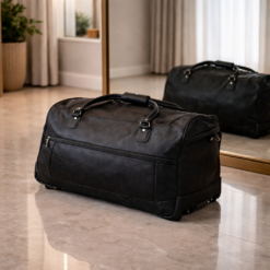 Alternative view of Voyager Pro Large Capacity Genuine Leather Travel Duffel (Wheeled Roller) Bag