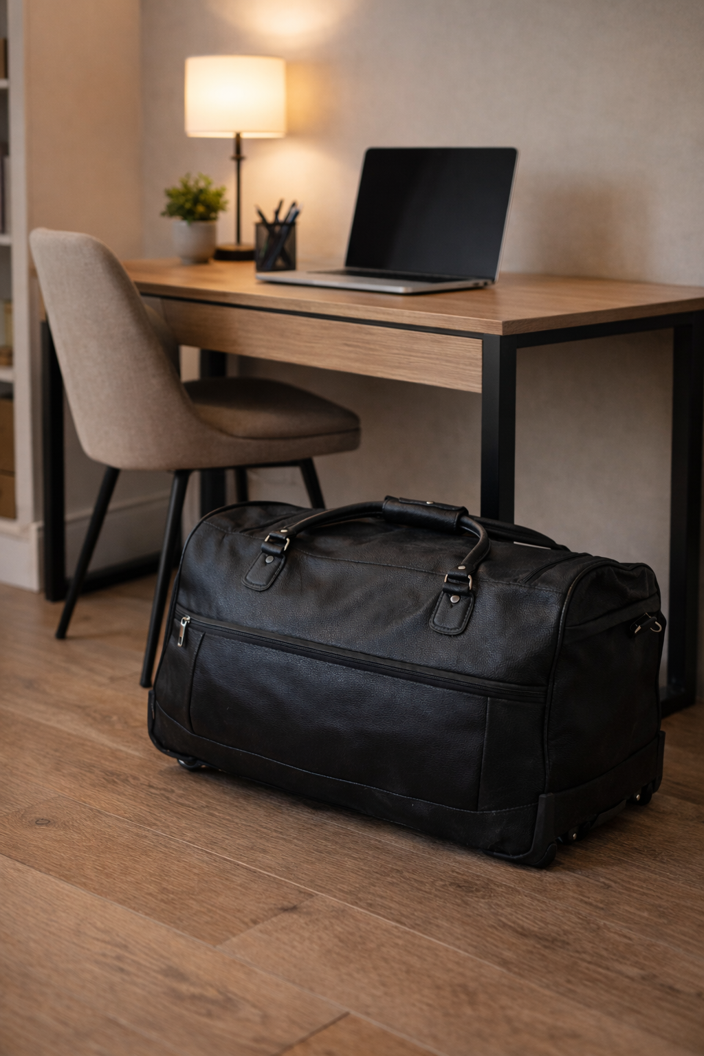 Voyager Pro Large Capacity Genuine Leather Travel Duffel (Wheeled Roller) Bag - Image 11