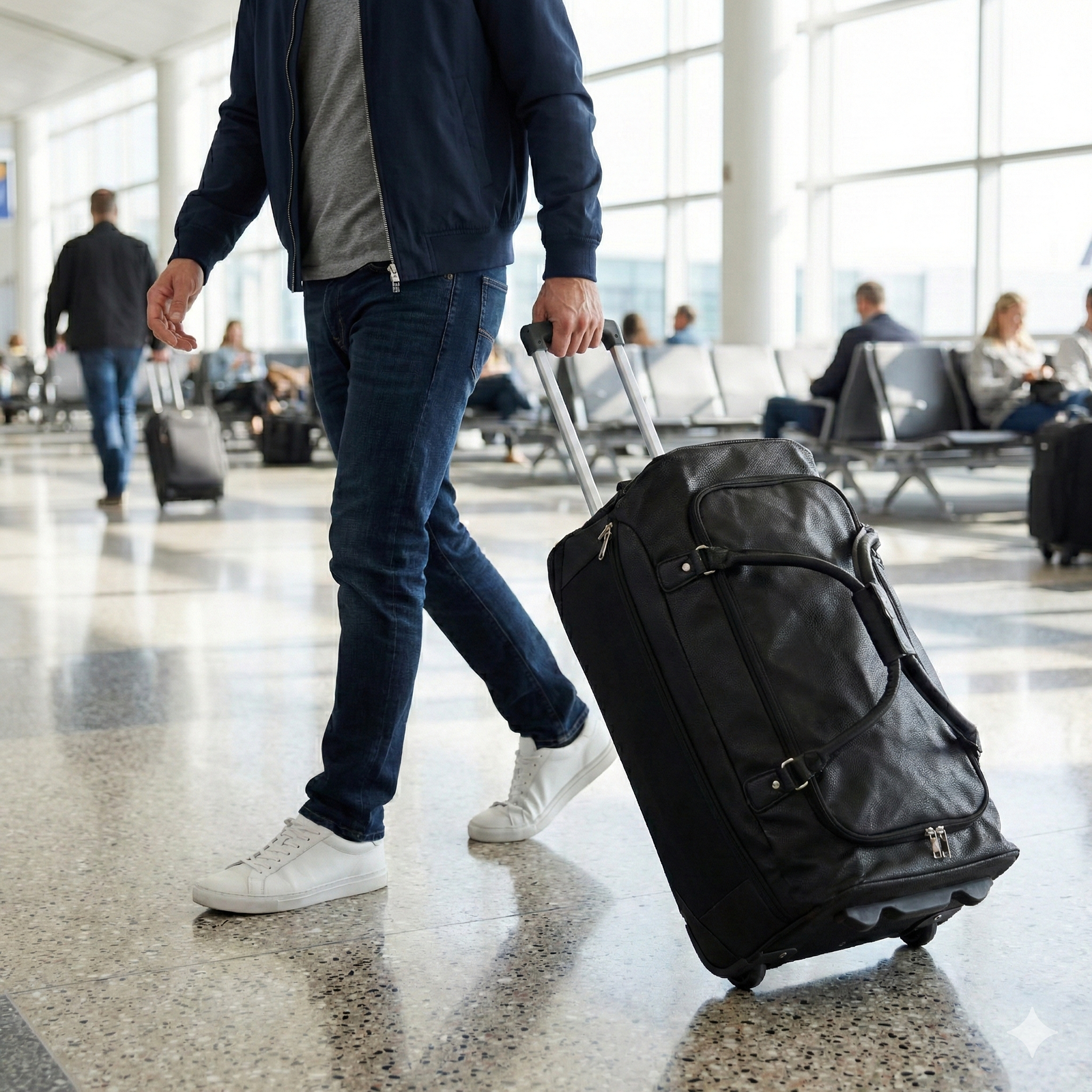 Voyager Pro Large Capacity Genuine Leather Travel Duffel (Wheeled Roller) Bag - Image 5