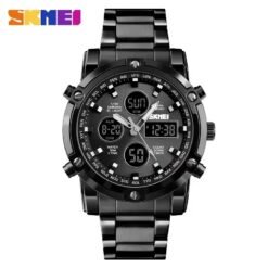 SKMEI Titan Dual Display Executive Watch – Silver Stainless Steel-1389