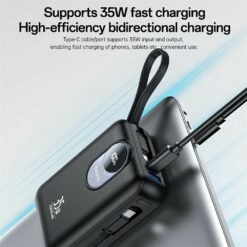 Alternative view of Yesido PowerVault Pro 20000™ – 35W Fast Charging Power Bank with Digital Display & Built-In Charging Cables