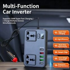 150W Smart Car Power Inverter with PD 30W USB-C Fast Charging & Dual AC Outlets - Image 3