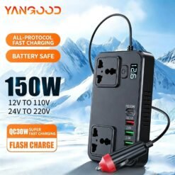 Alternative view of 150W Smart Car Power Inverter with PD 30W USB-C Fast Charging & Dual AC Outlets