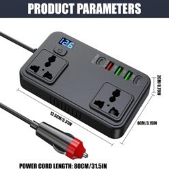 150W Smart Car Power Inverter with PD 30W USB-C Fast Charging & Dual AC Outlets - Image 5