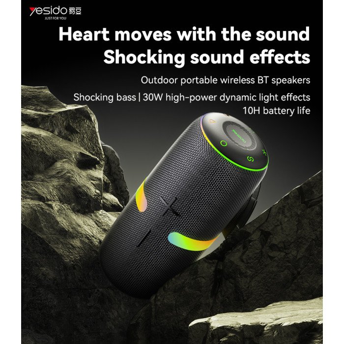 Yesido YSW22 30W Portable Bluetooth Speaker β Powerful Bass, Dynamic LED Lights & Wireless Outdoor Sound - Image 2