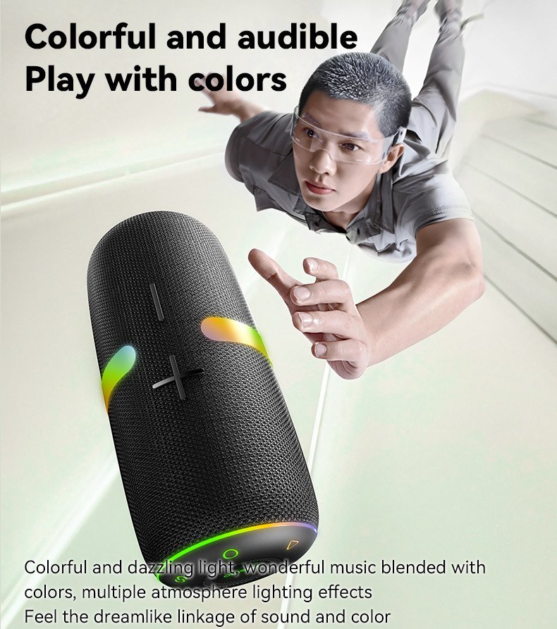 Yesido YSW22 30W Portable Bluetooth Speaker β Powerful Bass, Dynamic LED Lights & Wireless Outdoor Sound - Image 8