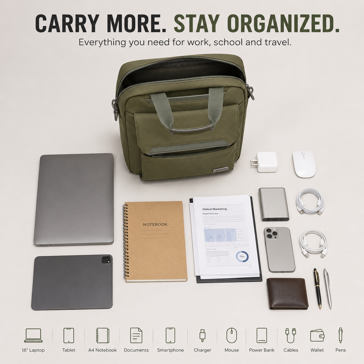SleekPro 16″ Laptop Briefcase Bag - Image 9