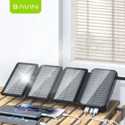 BAVIN PC1119 20,000mAh 4-Panel Solar Power Bank with LED Light