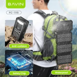 BAVIN PC1119 20,000mAh 4-Panel Solar Power Bank with LED Light - Image 4